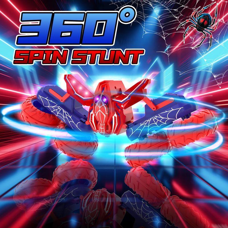 Remote Control Stunt Car For Boys 4-7, 360 Degree Spinning RC Car With 2 Batteries And LED Lights, Birthday Gift For Kids Ages 4-12