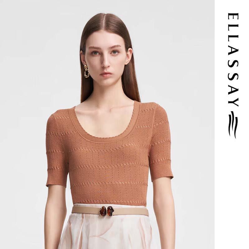 

ELLASSAY Women s Silk Blend Slim-Fit Knit Top L
