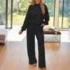 Women's Fashion Two-piece Solid Color Hooded Sweatshirt Trousers Casual Set