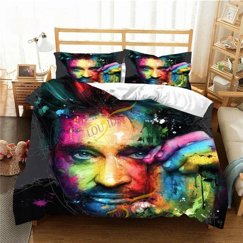 France Rock Singer J-Johnny H-Hallyday Bedding Set Single Twin Full Queen King Size Bed Set Aldult Kid Bedroom Duvet Cover Sets