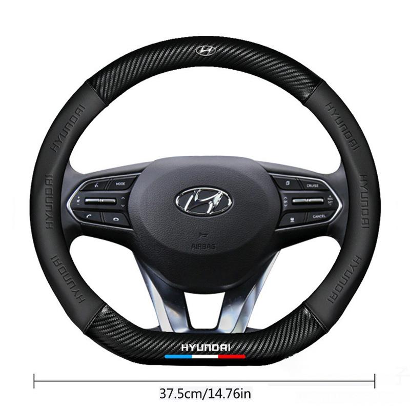 Universal Car Steering Wheel Cover Carbon Fiber Leather Auto Interior For Hyundai Tucson Accent Elantra Santa fe Sonata I10 I20 E6