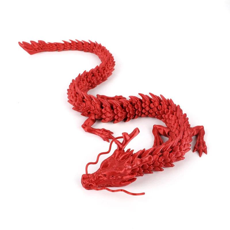 

3D Printing Dragon Toy Chinese Dragon Joint Rotated Colorful Handicrafts Desktop Ornaments for Children s Decoration Gift Toys 30 cm красный