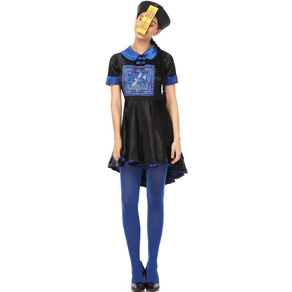 Code Halloween female zombie dress costume cospay Chinese Qing Dynasty ghost festival vampire zombie parent-child costume