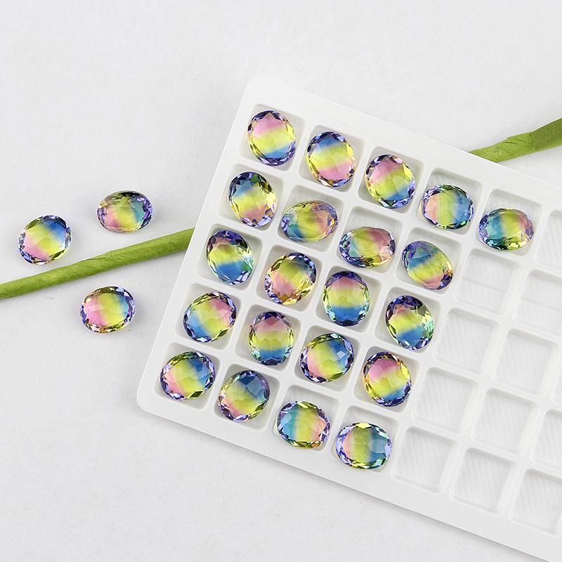 Ungebohrter ovaler Turmalin Farbverlauf Edelstein für DIY Schmuck, Schuhe, Taschen - 10x12mm