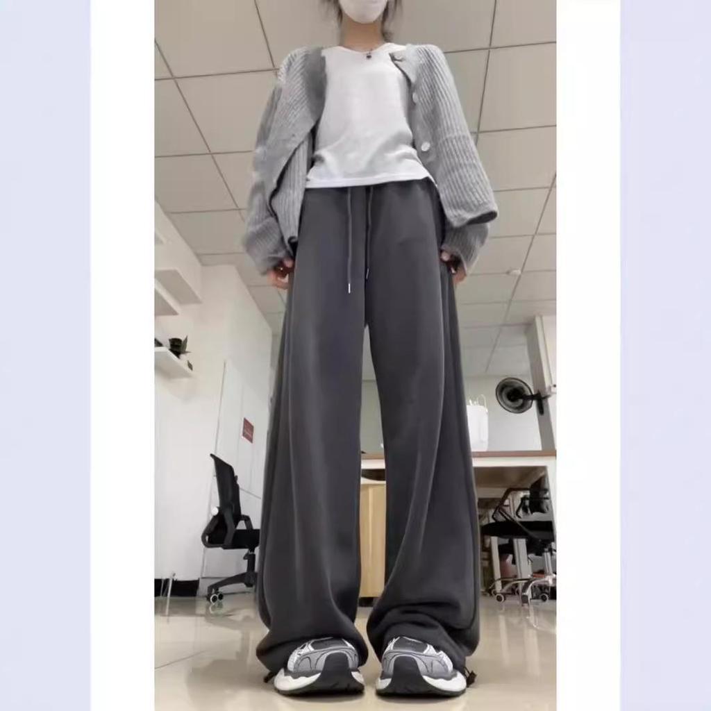 Damskie szare spodnie dresowe Petite z szerokimi nogawkami – jesienne spodnie dresowe na co dzień w stylu joggers na rok 2024