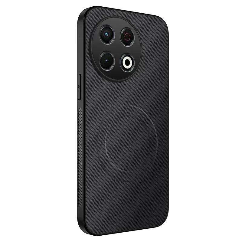 Magnetic Silicone Case For Tecno Spark 30C 30 Pro 4G Wireless Charging Carbon Fiber PU Leather Anti-Drop Soft Cover Phone Cases