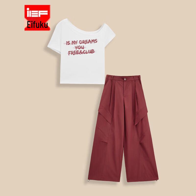 IEF 2026 Summer Letter Print Top & Pants Set L