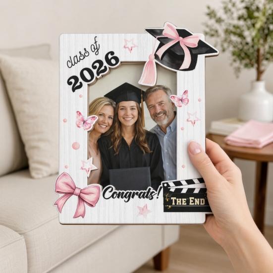 Graduation Memorial Wooden Photo Frame Class of 2026 Solid Wood