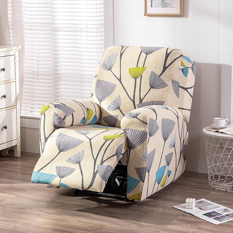 4pc/set Milk Silk Stretch Recliner Sofa Covers Printed Elastic Armchair Chair Slipcovers for Living Room Furniture Protector