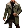 Men's Solid Color Button Pocket Work Wear Plus Leather Jacket Men's Casual Long Coat