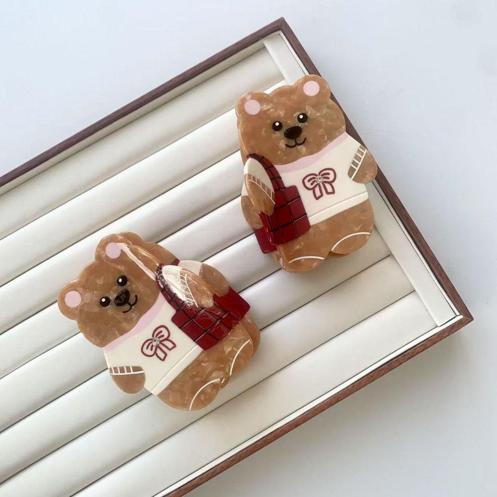 Korean Style Cute Hair Carb Clip Acetic Acid Small Hair Claw Lovely Cartoon Bear Shark Clip  Female