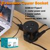 Small Multi-Function Conversion Plug Tower Extension Socket with USB-A X2 + USB Type-C X1 Surge Protector