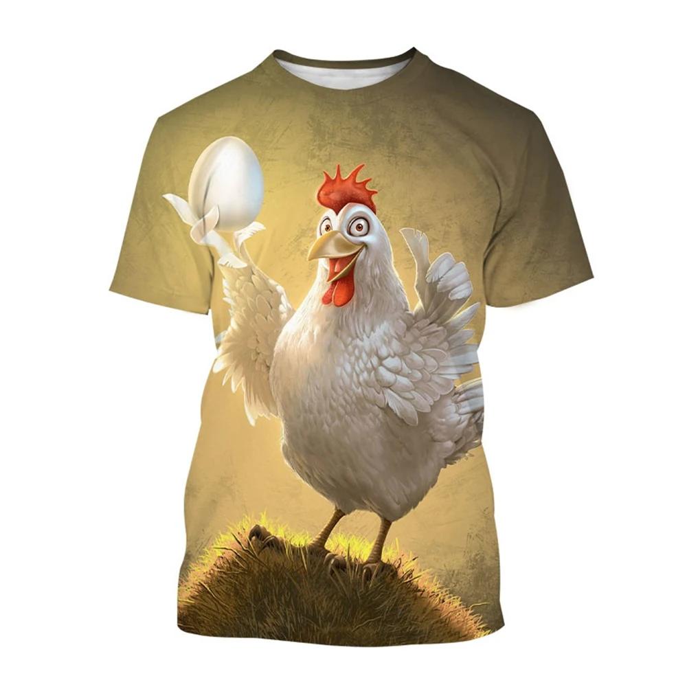 Fashion Chicken Graphic 3D Printing Men's T-shirt Funny Anime Chicken Casual Short Sleeve Tees Tops Women Clothing