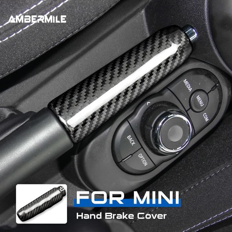 Real Hard Carbon Fiber Interior Car Hand Brake Grip Covers Trim for Mini Cooper F55 Hardtop F57 F56 Hatchback Accessories