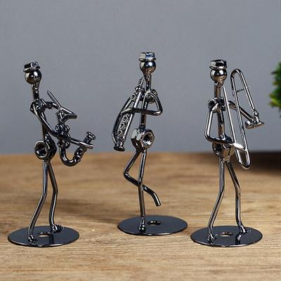Musical Metal Figurine Ornament Desk Decoration Birthday Gift Crafts Statue Band Sculpture Figurine Music Man Music Band