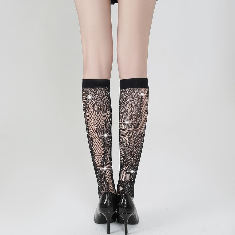 New Socks White Diamond Hot Diamond Medium Tube Socks Women's Socks Solid Color Hot Sale