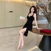 Night Show Sexy Chest Wrap Backless Suspender Skirt Car Model Small Dress Short Skirt Temperament Thin Tight Hip Wrap Dress Women