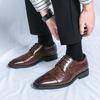 Luxury Brand High-end Blue Men's Banquet Dress Shoes Office Business Dress Shoes Soft Soled Lace Up Men's Leather Casual Shoes
