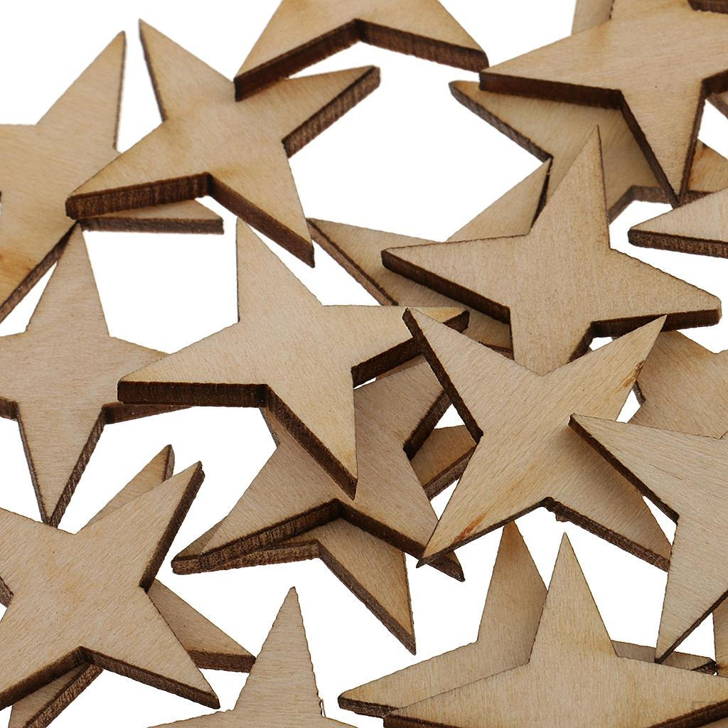 4 Point Star Shapes Wood Cutout Circles Chips Sign Plaque For Making Signs, Gift Tags, Wedding