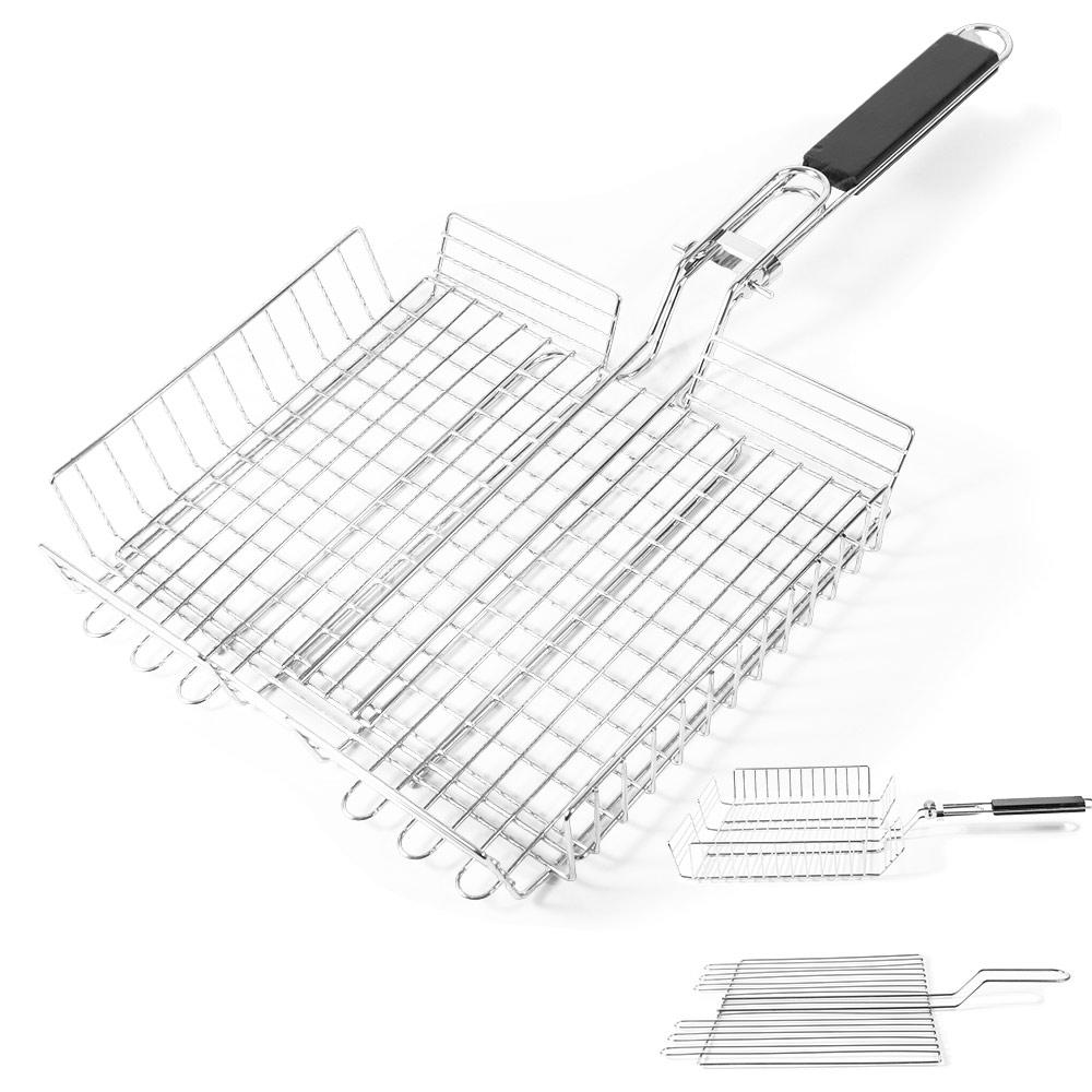Vikbar fiskgrillkorg Extra stor grillnätmatta BBQ-verktyg Grillställ Utomhus