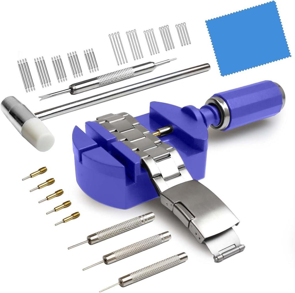 Watch Link Remover & Strap Adjustment Tool Set with Hammer & Spring Bar Pins