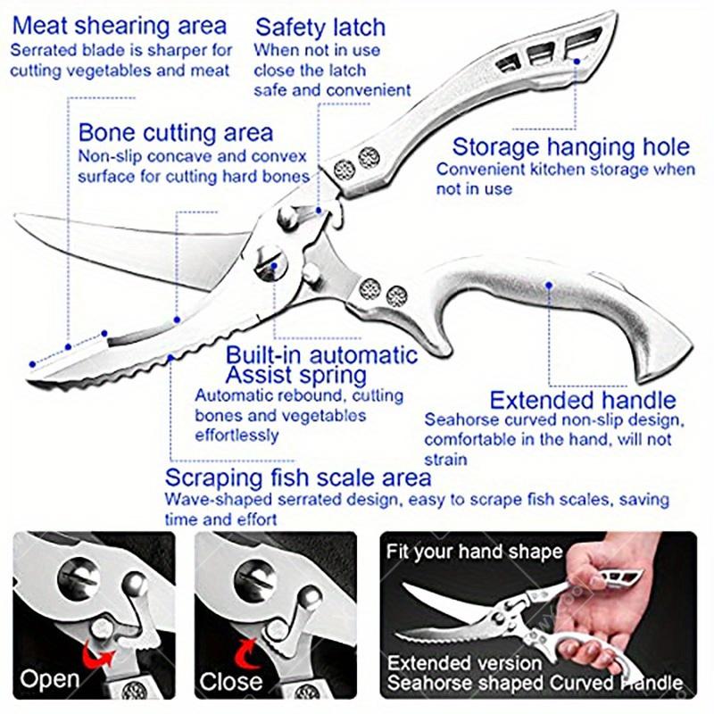 1 PC/3 PCS Stainless Steel Ultra-Sharp Kitchen Scissor for Meat Poultry Fish Cooking Boning Knife Tool