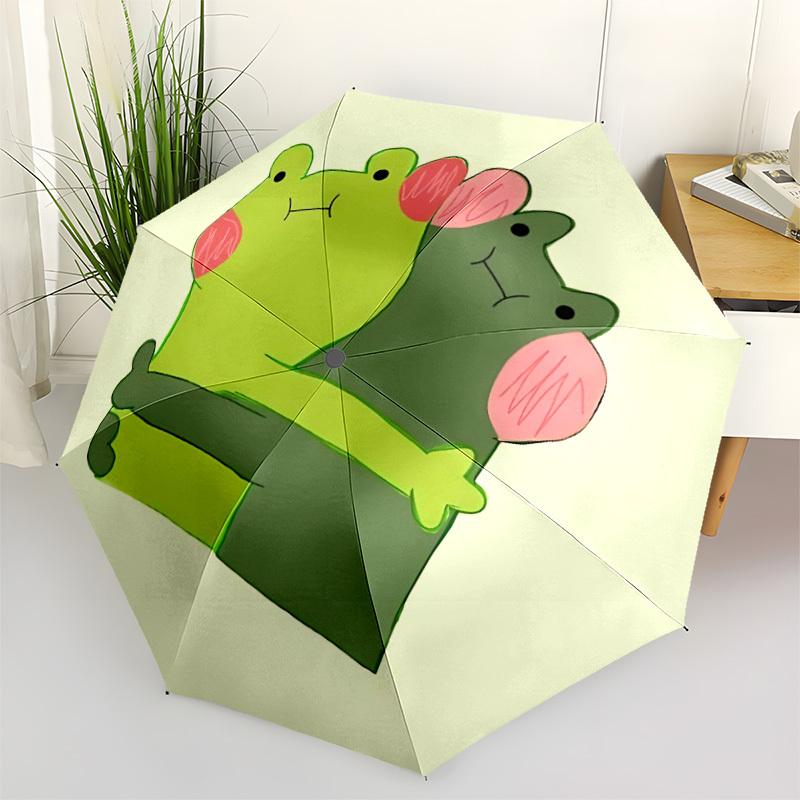 1pc Frog Hug Automatic Folding Umbrella Portable Collapsible 8-Rib Umbrella for All Seasons, Casual Outdoor Accessory, B34