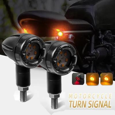 2pcs Universal Motorcycle Bullet Turn Signal Indicators DC12V LED Bullet Brake Running Turn Signal Tail Light Moto Blinker Lamp