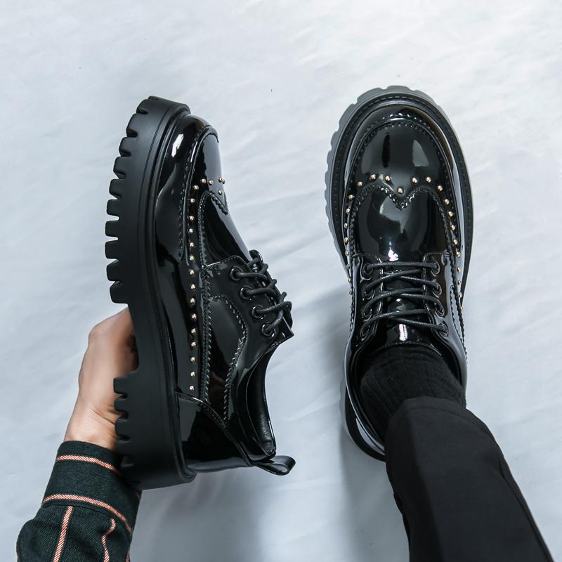 Fashion Thick Bottom Business Derby Shoes Formal Leather Shoes Men's Driving Shoes Wedding Fashion Quality Oxford Pointed Office Shoes
