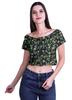 Moomaya Printed Boat Neck Womens Sexy Summer Tops Zip Front Viscose Crop Top