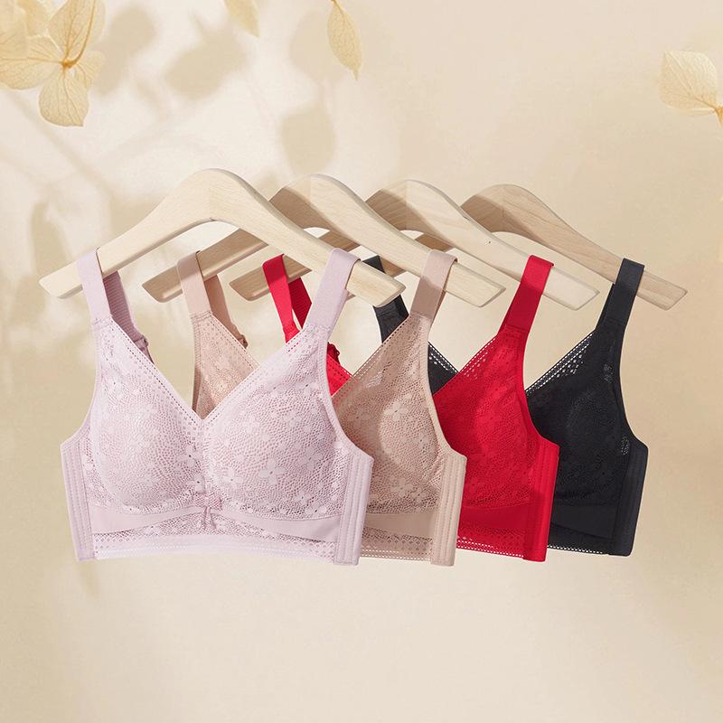 Large Size Wireless Lace Bra for Women Plus Size Support Bra with Wide Straps