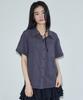 SIS A Layered Cutout Check Half Shirt [Purple]