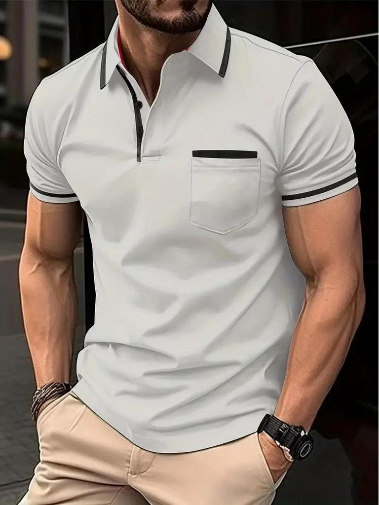 2024 Sommer Herren Sport Poloshirt mit Knopftasche