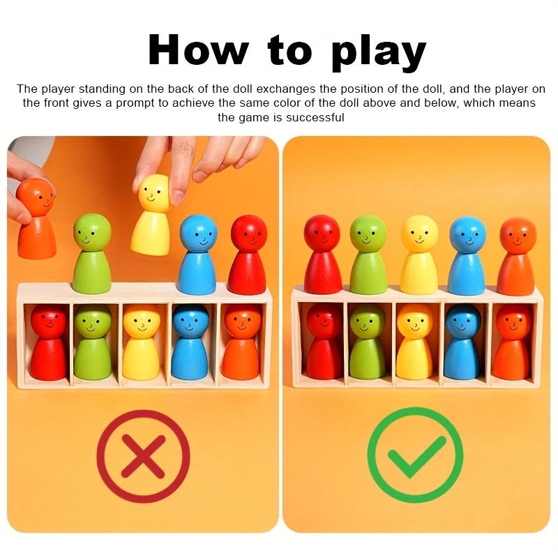 12pcs Wooden Doll Color Memory Games - Children's Puzzle Games, Parent-child Interactive Activities, and Creative Board Games