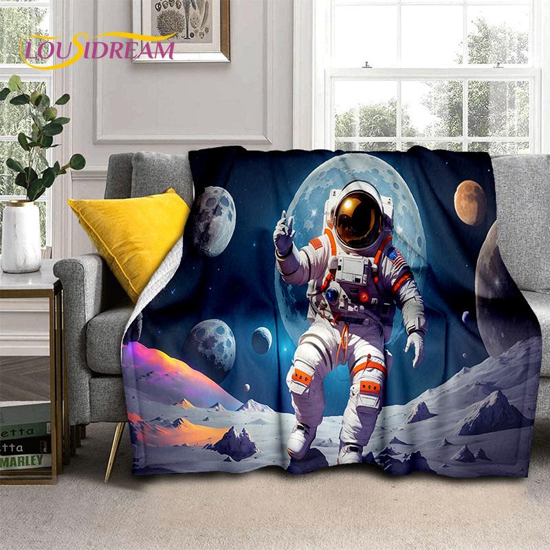 Astronaut Dream Universe Spaceman 3D Outer Space Cartoon Soft Blankets,Throw Blanket for Picnic Beds Home Bedroom Cover Kid Gift