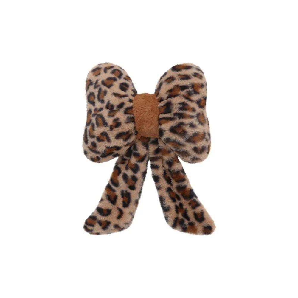 Comfortable Car Seat Decoration Bow Plush Seat Cushion Leopard Print Car Headrest  Cushion Front
