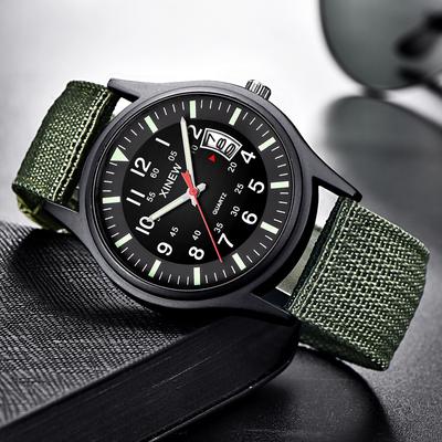 Herrenmode Nylonarmband Quarz-Uhr mit Datumsanzeige