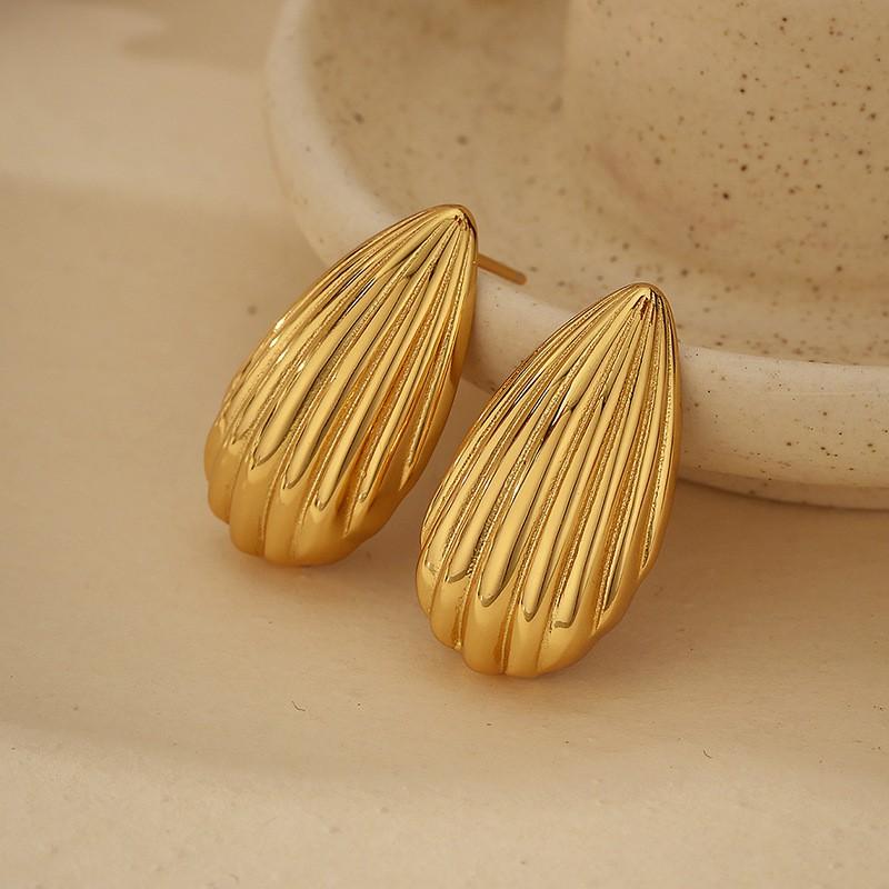 18K Gold Plated Geometric-shaped Stud Earrings Women Sterling Post Vintage Minimalist Fashion Jewelry