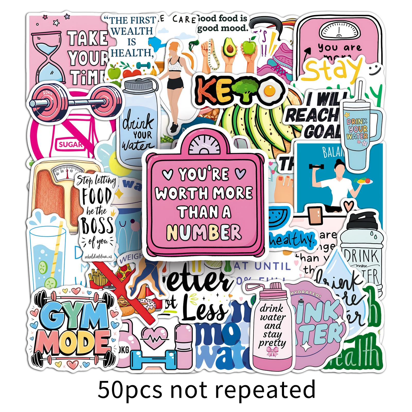 50-Count Slimming Stickers for Health & Weight Loss - Waterproof Decorative Journal Stickers