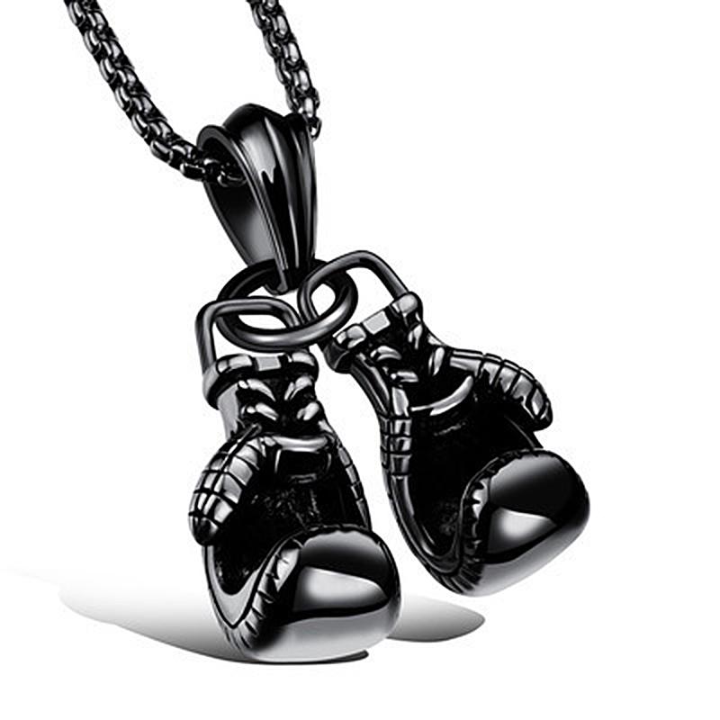 

Vintage Boxing Gloves Pendant Necklace For Men Punk Hip Hop Style Gold Color Titanium Steel Chain Fashion Women Jewelry Gifts