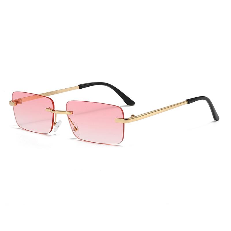 Fashionable Square Rimless Sunglasses Minimalist Trendy Street Style Shades Outdoor Sports and Travel UV-Protective Eyewear
