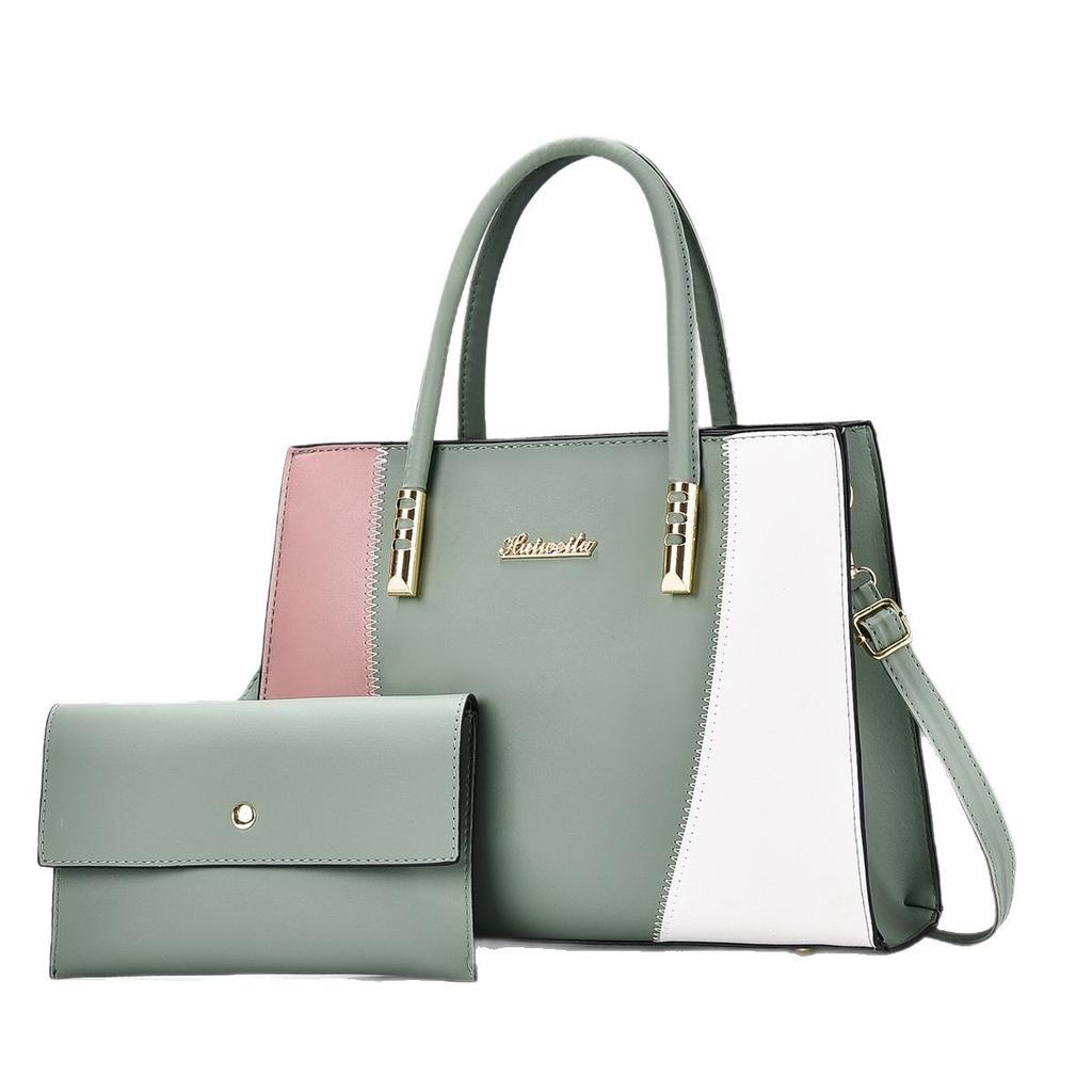 New Model Mother Bag Splicing Color Contrast Large Capacity Handbag Fashion Simple Single Shoulder Crossbody Temperament Mother Bag