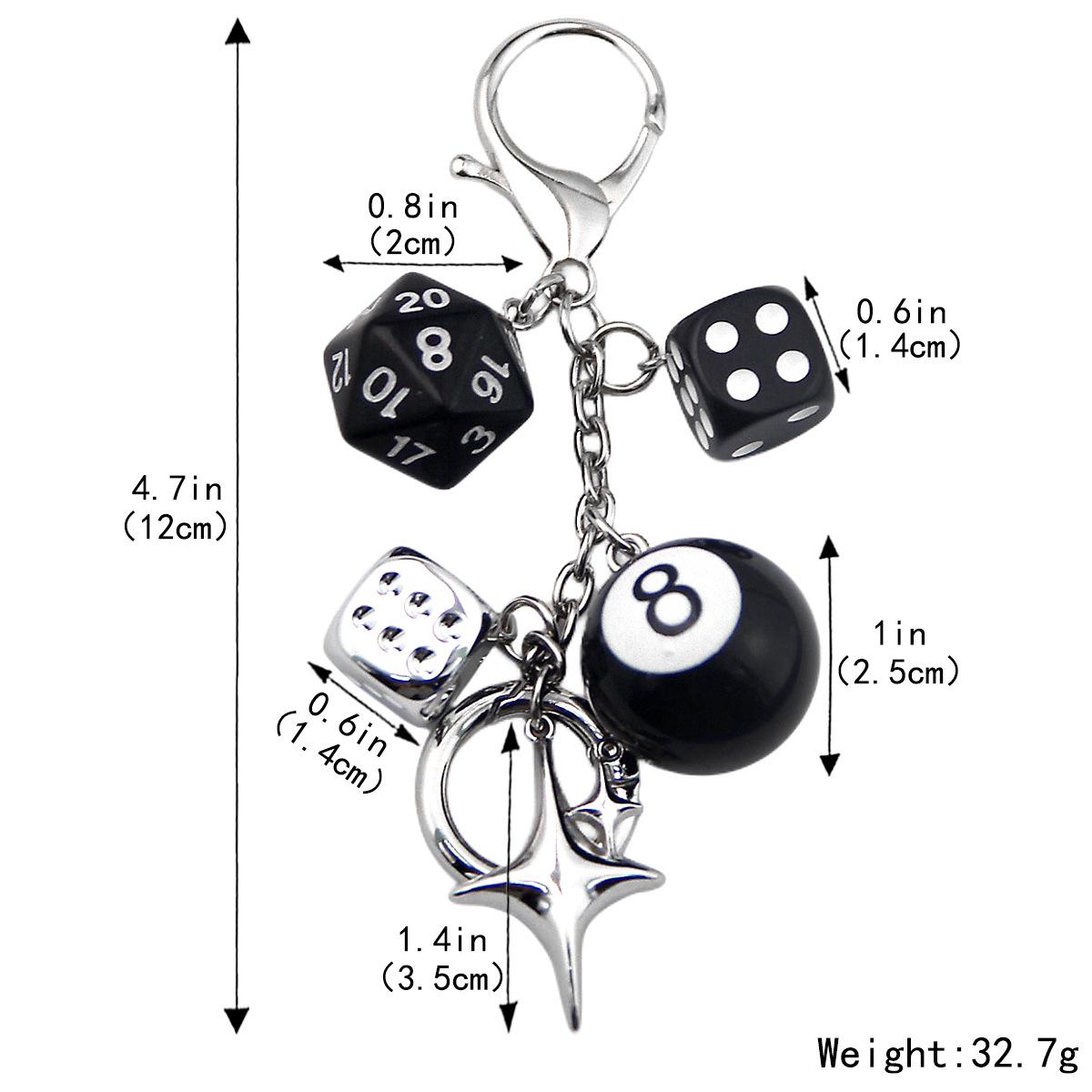 

Black 8 Dice Keychain & Phone Charm with Personalized Design