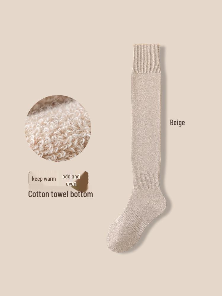 2025 Autumn/Winter Women's Fleece-Lined Over-the-Knee Socks – Warm, Thick, Terry Cotton.