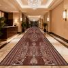 European Retro Brown Lint-free Long Runner Rug Luxury Non-slip Foldable Long Corridor Carpet Easy Clean Soft Passageway Foot Mat