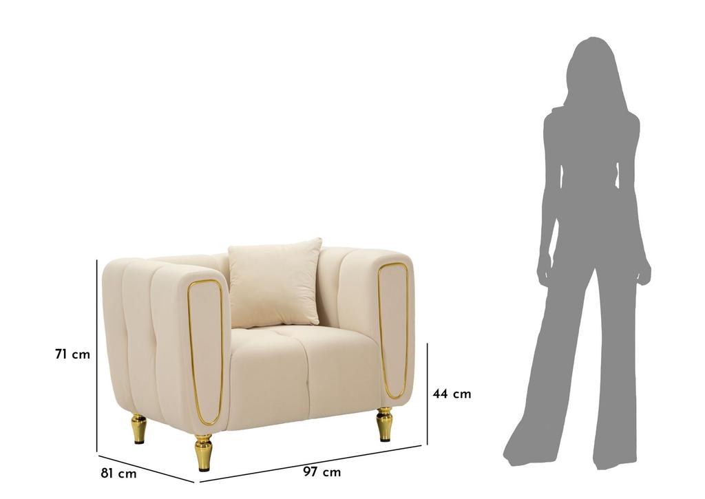 Armchair Alma Cream With Cushion Cm 97X81X71
