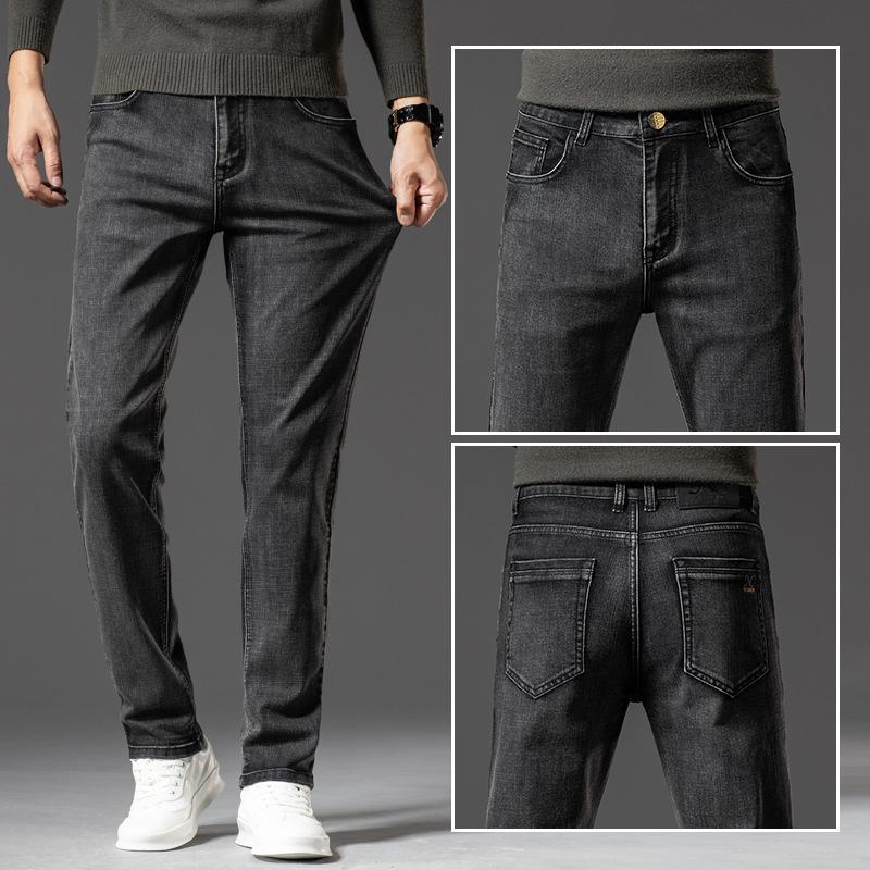 

Мужские джинсы 2024 года, летние новые повседневные брюки высокого класса, универсальные эластичные прямые брюки 40