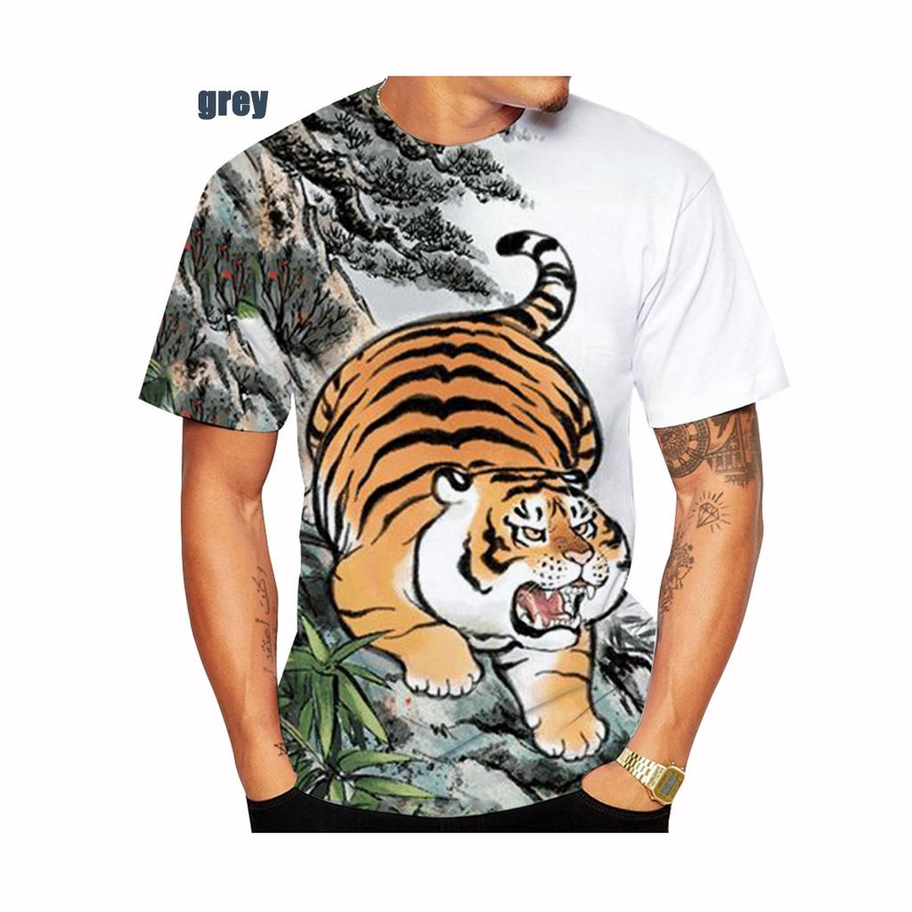 New Fashion Cartoon Tiger 3d Print Unisex Cool T-shirt Funny Tiger Print Cute Short Sleeve Size