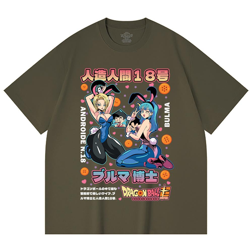 230 Gsm 100% Cotton Dragon Ball V26 Bulma Android Print Unisex Heavy Cotton T Shirt