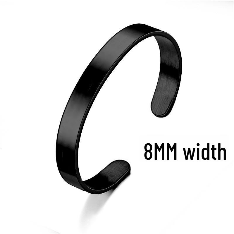 Adjustable C-Shaped Stainless Steel Bracelet with Engraved Text Logo and 6mm Opening for Women